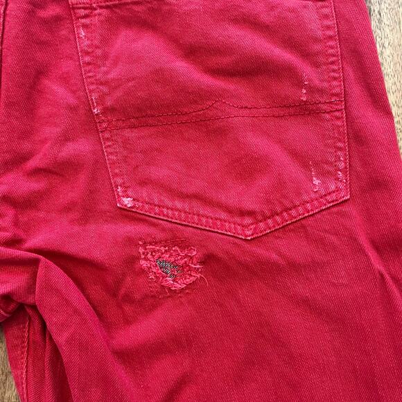 Denim & Supply Ralph Lauren Slim Jeans Mens 36x32 Red Denim Distressed Dyed - Picture 8 of 16